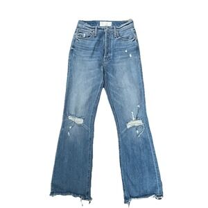 Mother Superior‎ Tripper Jeans In Misbeliever Sz 24 Kick Flare Distressed Denim
